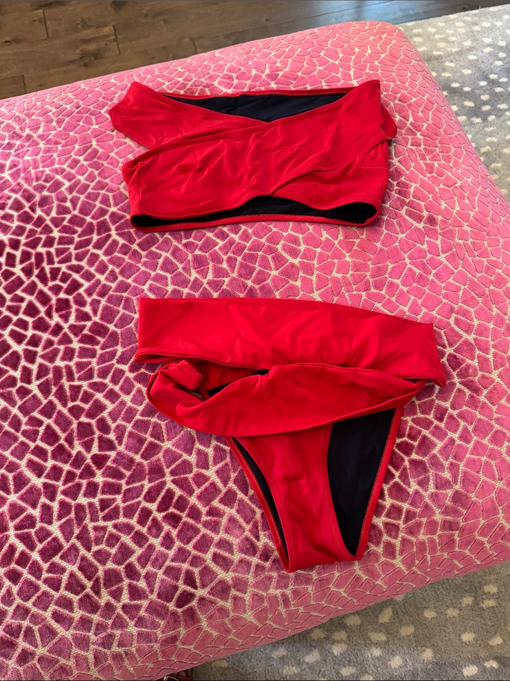 OYE Swimwear Women's Red Twist Front Bikini Set